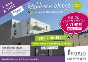 A saisir à Yutz, Résidence Wengé – plus que 2 appartements à vendre – libres de suite – Moselis Promotion 06 67 76 28 76